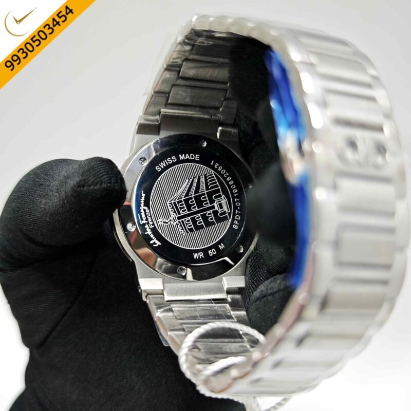Ferragamo F-80 Classic Steel Black Dial Stainless Steel Strap Swiss Watch - Image 4