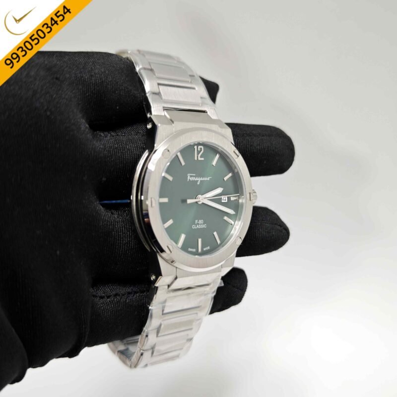 Ferragamo F-80 Classic Steel Green Dial Stainless Steel Strap Swiss Watch - Image 3