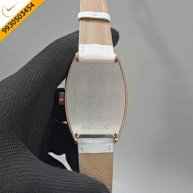 Franck Muller Crazy Hours Color Dreams Rose Gold White Dial White Leather Starp Swiss Automatic Watch - Image 4