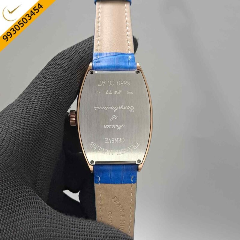 Franck Muller Crazy Hours Rose gold Blue Dial Blue Leather Strap Swiss Automatic Watch - Image 4
