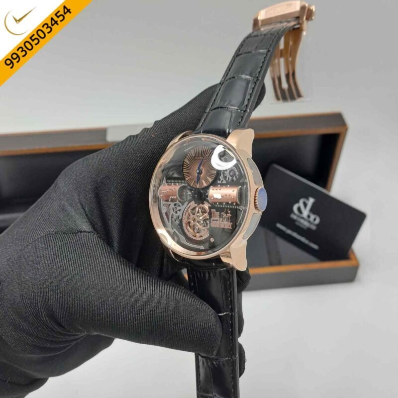 Jacob & Co. and The Godfather Partnership Rose Gold Black Leather Strap Swiss Automatic Watch - Image 2