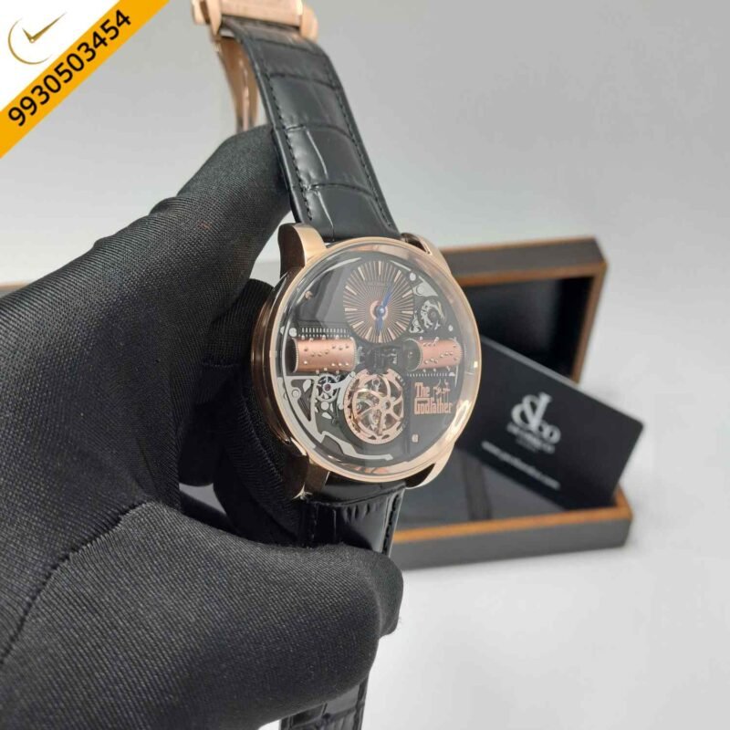 Jacob & Co. and The Godfather Partnership Rose Gold Black Leather Strap Swiss Automatic Watch - Image 3