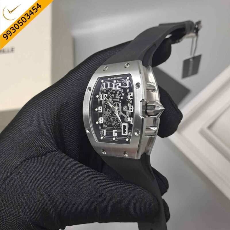 Richard Mille 67-01 Silver Black Dial Black Rubber Strap Swiss Automatic Watch - Image 2