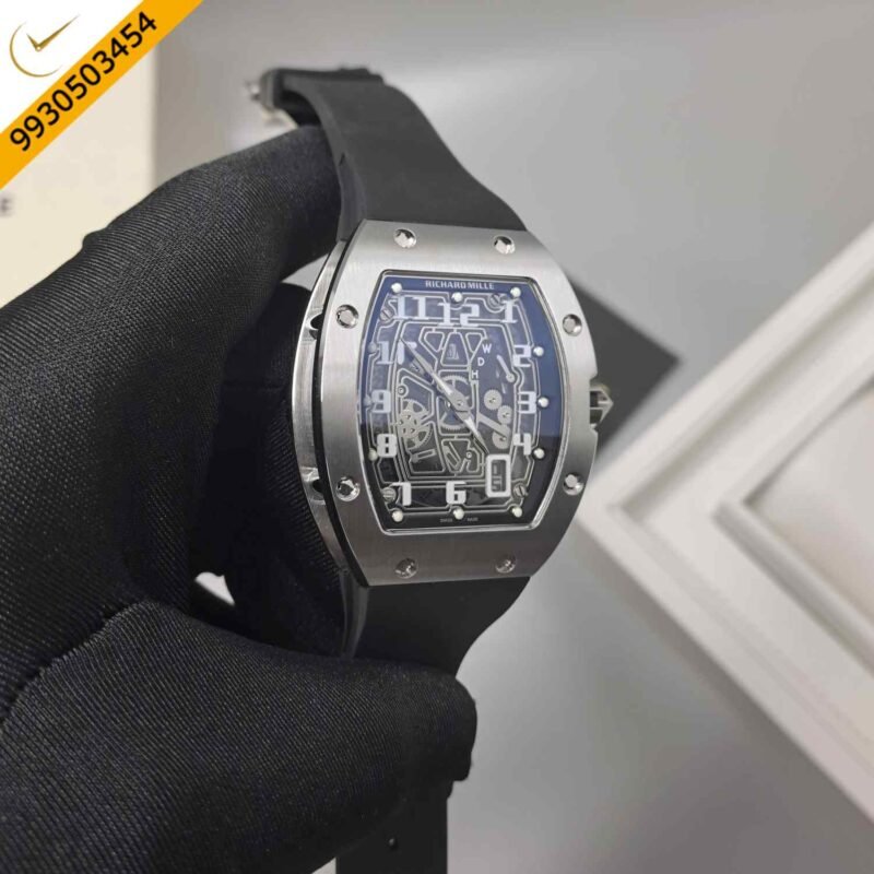 Richard Mille 67-01 Silver Black Dial Black Rubber Strap Swiss Automatic Watch - Image 3