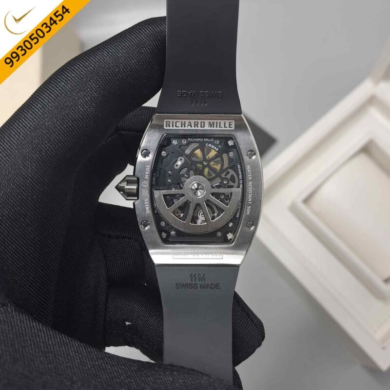 Richard Mille 67-01 Silver Black Dial Black Rubber Strap Swiss Automatic Watch - Image 4