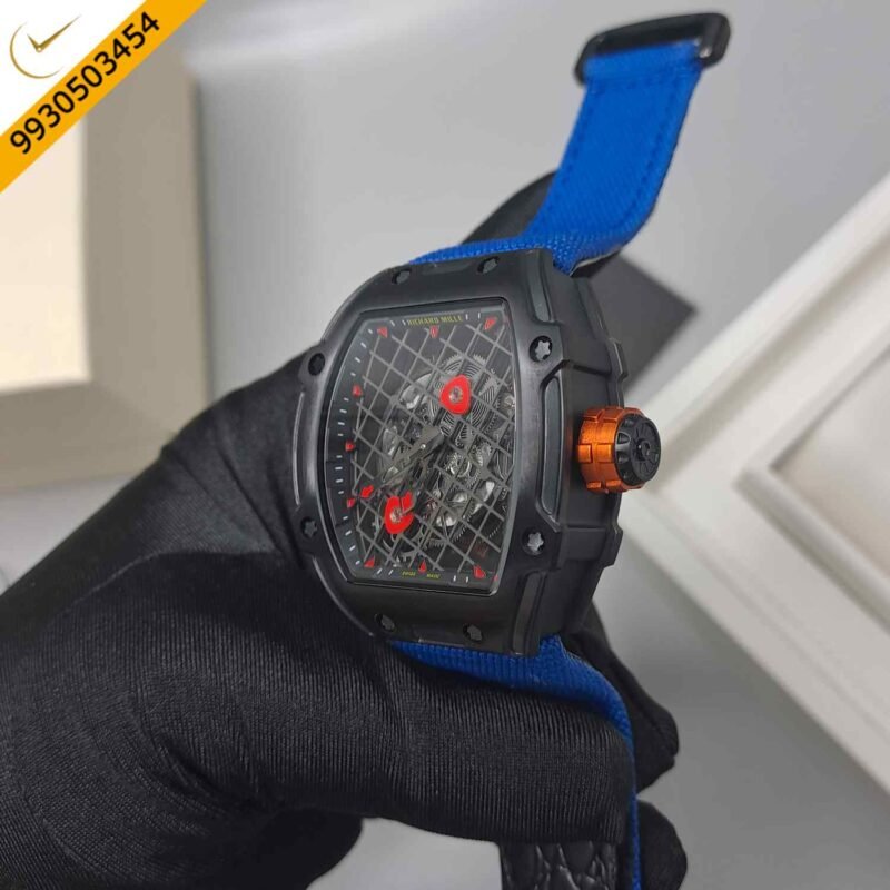 Richard Mille Manual Winding Tourbillon Rafael Nadal TitaCarb Titanium Carbon RM 27-04 Black Case Blue Rubber Strap Swiss Automatic Watch - Image 2