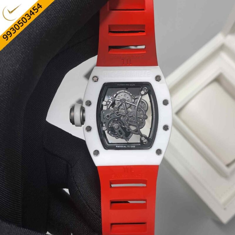 Richard Mille RMO55 Bubba Watson White Asia Edition Transparent Dial Carbon TPT Case Red Silicon Strap Swiss Automatic Watch - Image 4