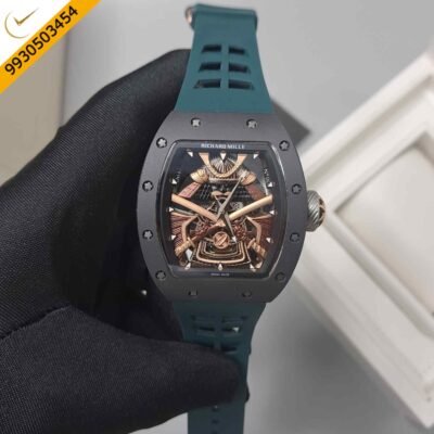 Richard Mille SAMURAI LIMITED Samurai Motif Transparent Dial Carbon TPT Case Green Silicon Strap Swiss Automatic Watch