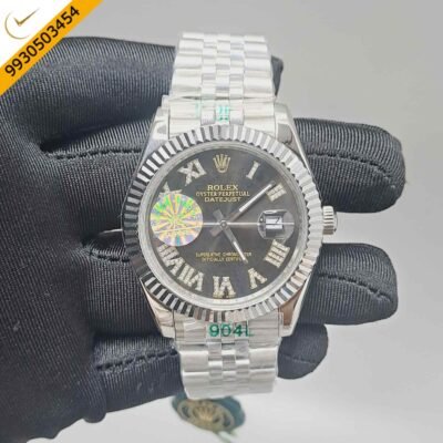 Rolex Datejust Diamond Roman Figure Steel Black Dial Semi ETA Swiss Automatic Watch