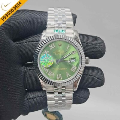 Rolex Datejust Diamond Roman Figure Steel Green Dial Semi ETA Swiss Automatic Watch