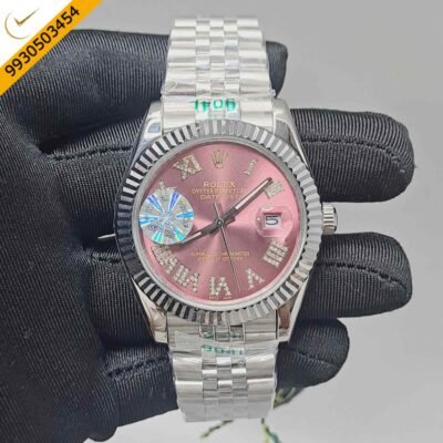 Rolex Datejust Diamond Roman Figure Steel Purple Dial Semi ETA Swiss Automatic Watch
