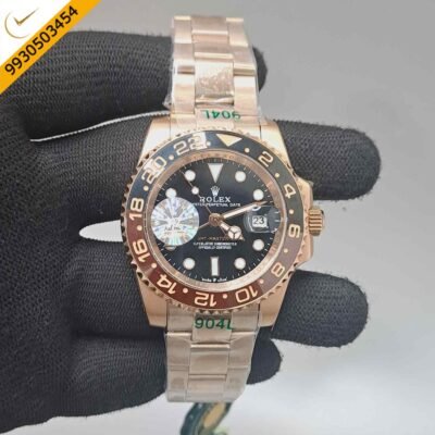 Rolex GMT Master II Rootbeer Edition Full Rose Gold Black Dial Swiss Automatic Watch