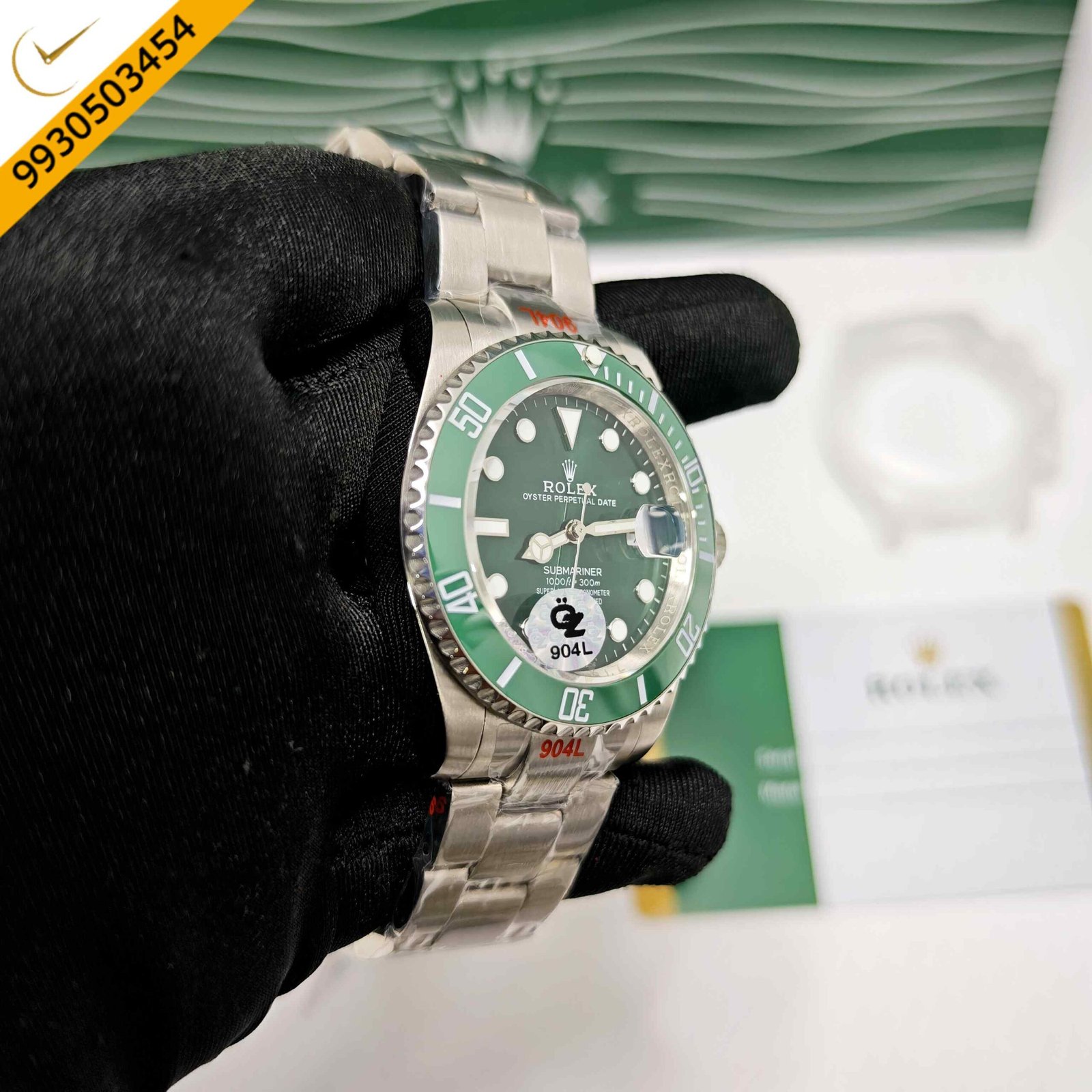 Rolex Submariner Date Steel Green Dial Swiss Semi ETA Automatic Watch (Premium Quality) - Image 3