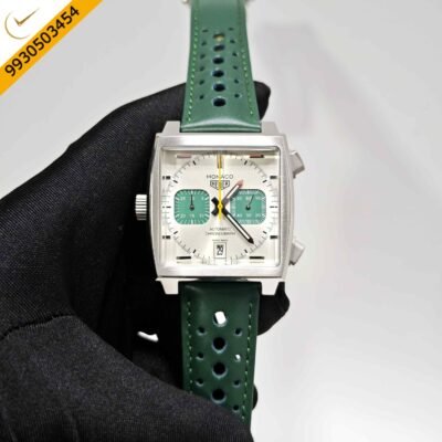 TAG Heuer Monaco Chronograph Racing Green – Titanium Steel Green Leather Strap Swiss Watch