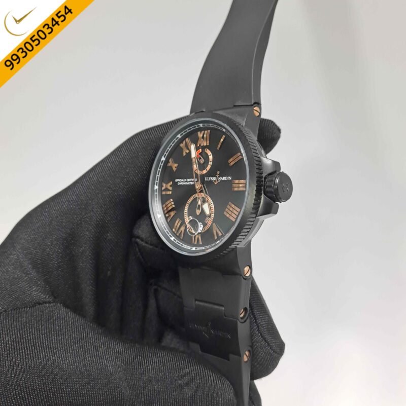 Ulysse Nardin Marine Chronometer Black Dial Black Strap Swiss Automatic Watch - Image 2