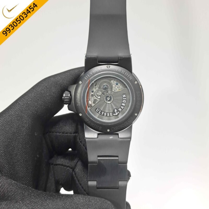 Ulysse Nardin Marine Chronometer Black Dial Black Strap Swiss Automatic Watch - Image 4