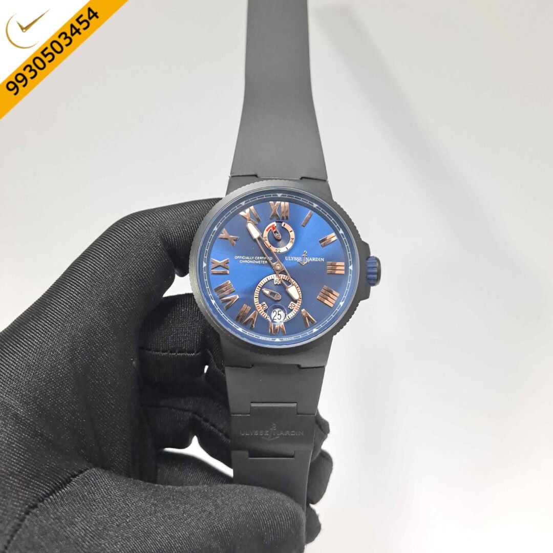 Ulysse Nardin Marine Chronometer Blue Dial Black Strap Swiss Automatic Watch