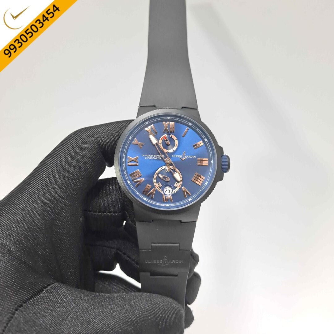Ulysse Nardin Marine Chronometer Blue Dial Black Strap Swiss Automatic Watch
