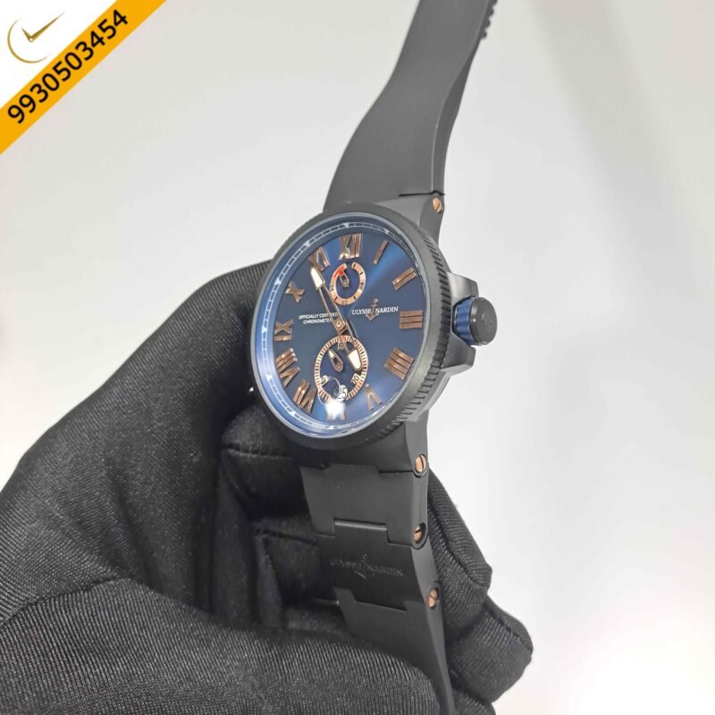 Ulysse Nardin Marine Chronometer Blue Dial Black Strap Swiss Automatic Watch - Image 2