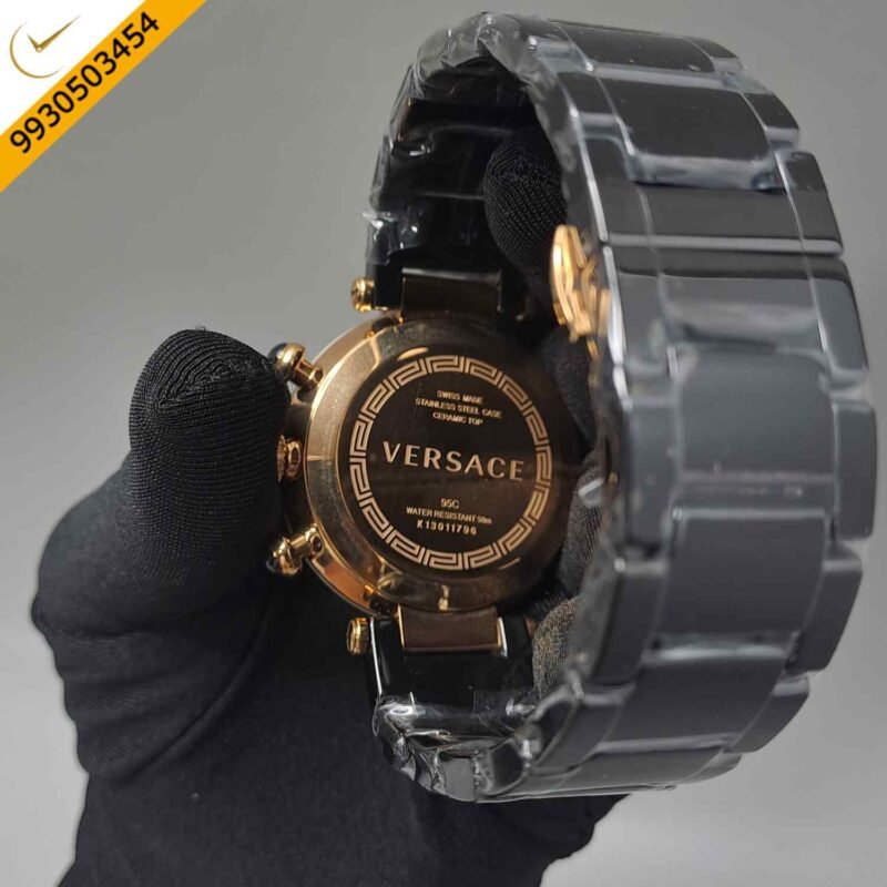 Versace Reve Chronograph White Dial Black Stainless Steel Strap Swiss Automatic Watch - Image 4