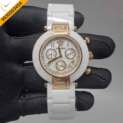 Versace Reve Chronograph White Dial White Stainless Steel Strap Swiss Automatic Watch