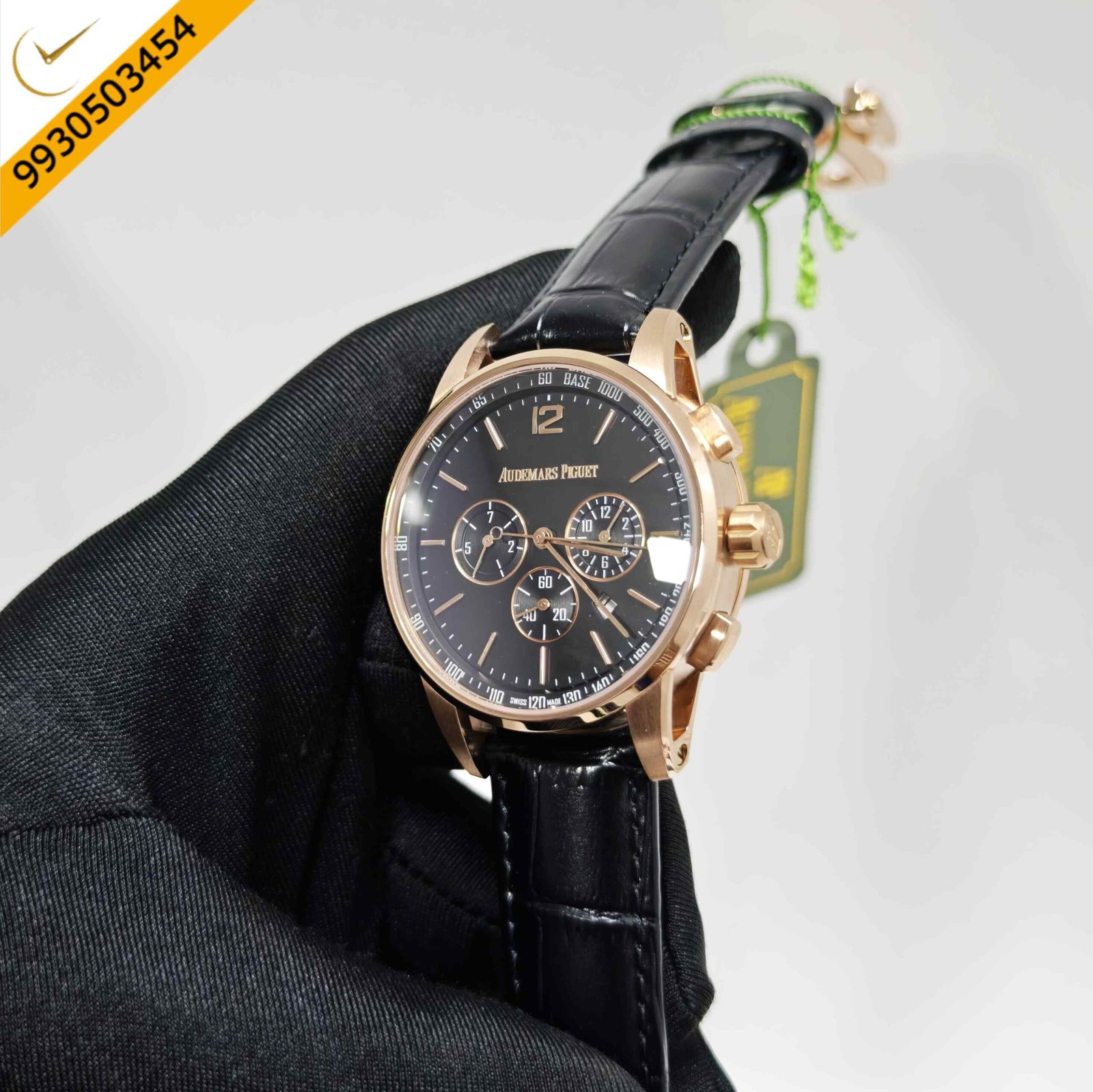 Audemars Piguet Code 11.59 Automatic Chronograph Rose Gold Black Dial Leather Strap Swiss Automatic Watch - Image 2