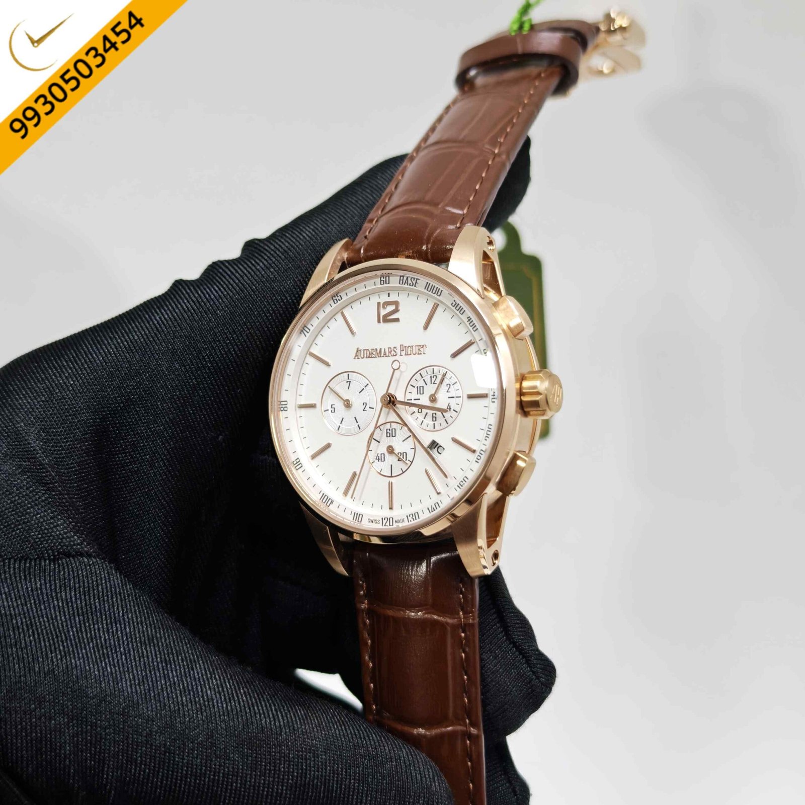Audemars Piguet Code 11.59 Chronograph Rose Gold White Dial Leather Strap Swiss Automatic Watch - Image 2
