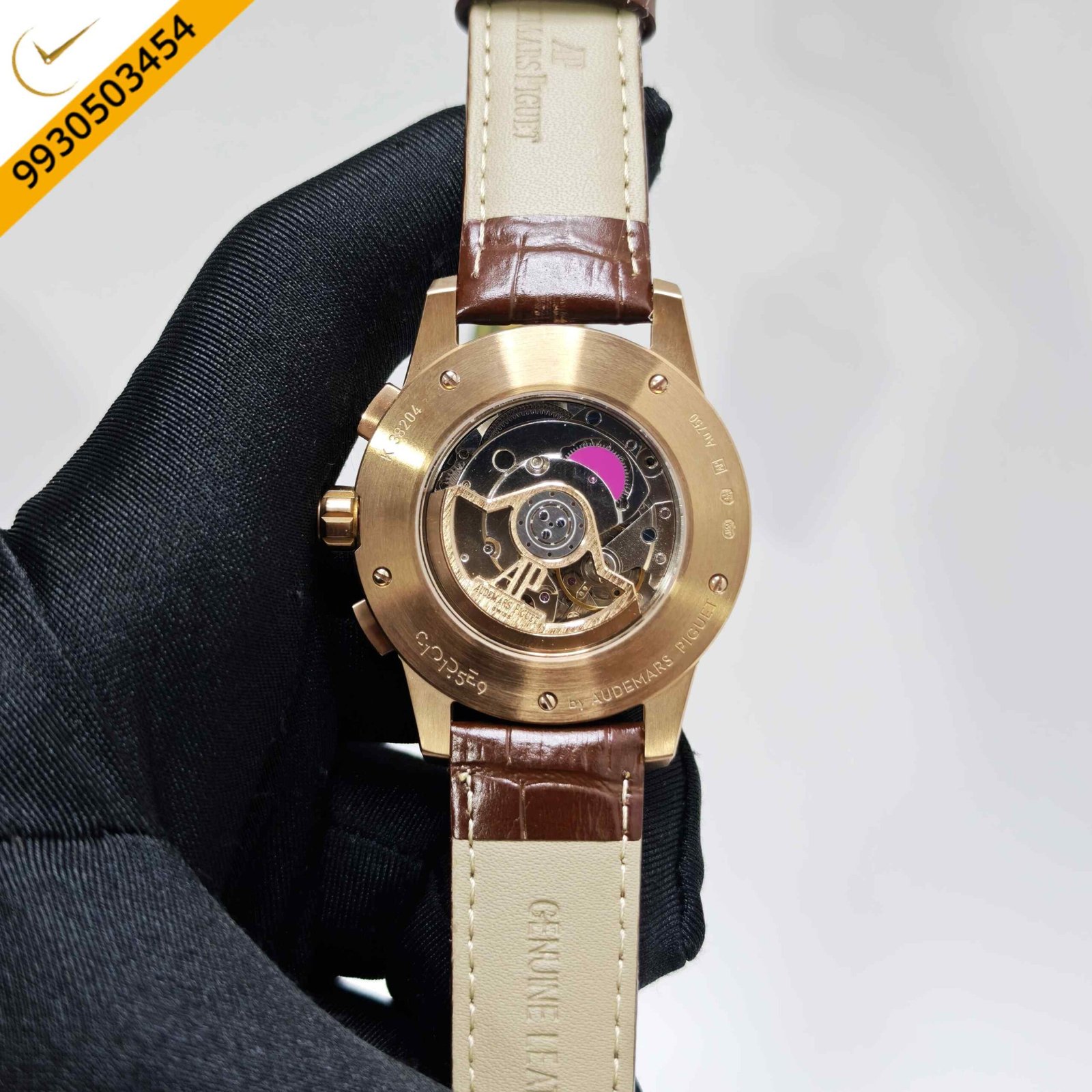 Audemars Piguet Code 11.59 Chronograph Rose Gold White Dial Leather Strap Swiss Automatic Watch - Image 4