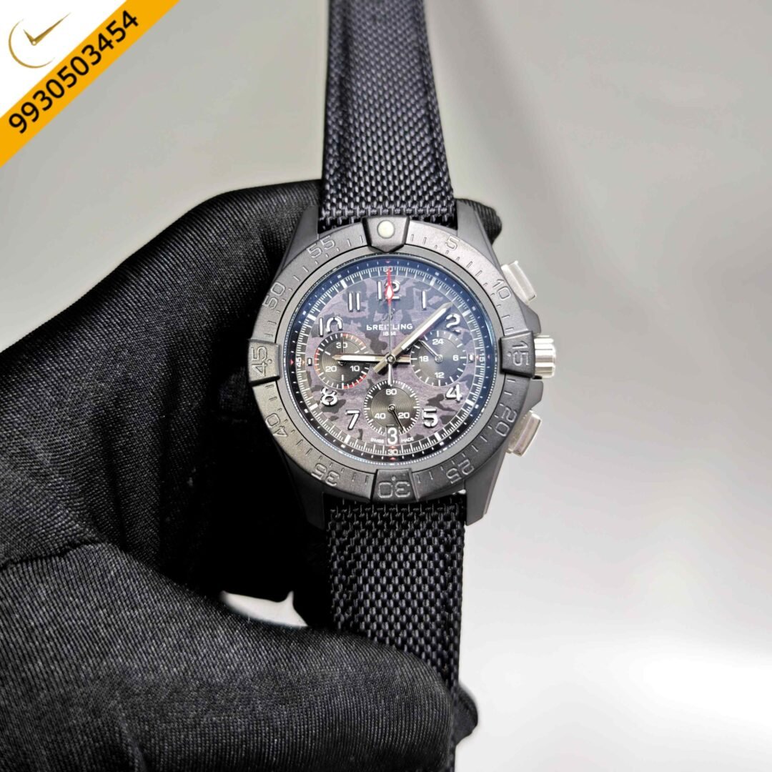 Breitling Avenger B01 Chronograph 44 Black Dial Black Leather Strap Swiss Automatic Watch