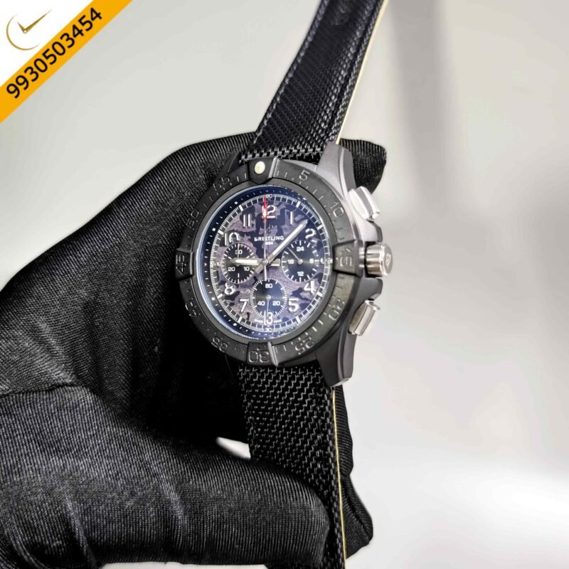 Breitling Avenger B01 Chronograph 44 Black Dial Black Leather Strap Swiss Automatic Watch - Image 2