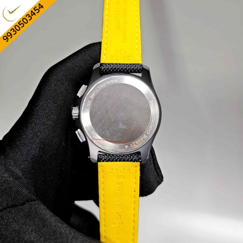 Breitling Avenger B01 Chronograph 44 Black Dial Black Leather Strap Swiss Automatic Watch - Image 4