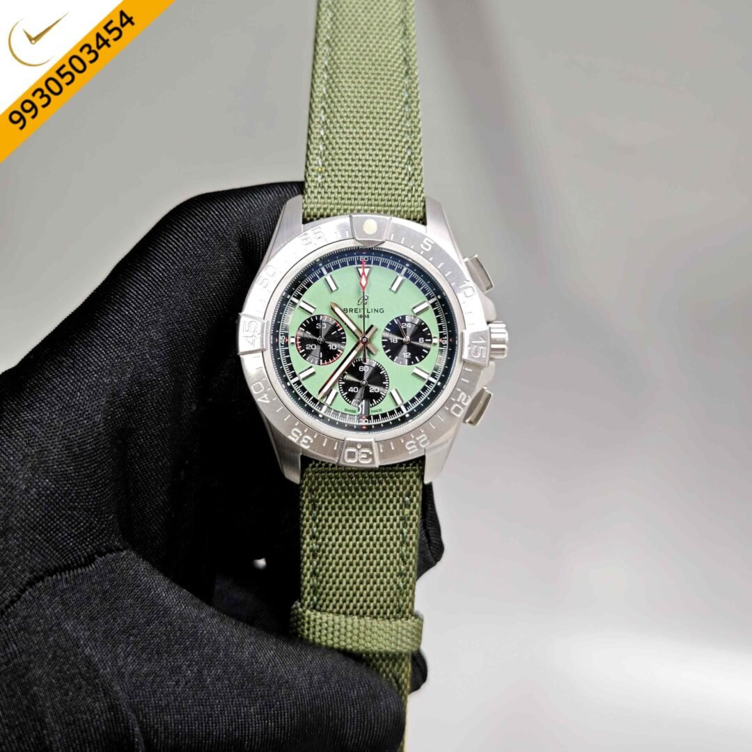 Breitling Avenger B01 Chronograph 44 Steel Green Dial Green Leather Strap Swiss Automatic Watch