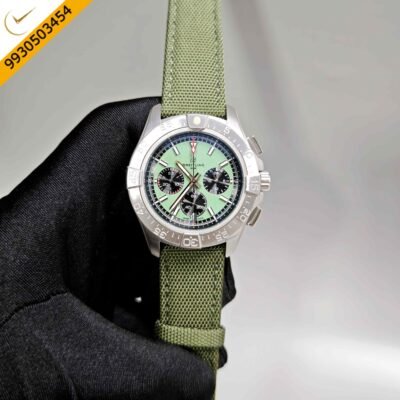 Breitling Avenger B01 Chronograph Steel Green Dial Green Leather Strap Swiss Automatic Watch