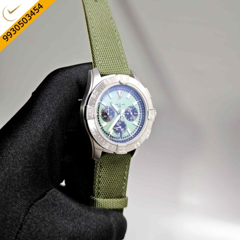 Breitling Avenger B01 Chronograph 44 Steel Green Dial Green Leather Strap Swiss Automatic Watch - Image 3