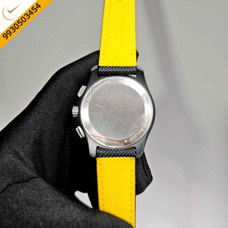 Breitling Avenger B01 Chronograph 44 Yellow Dial Black Leather Strap Swiss Automatic Watch - Image 4