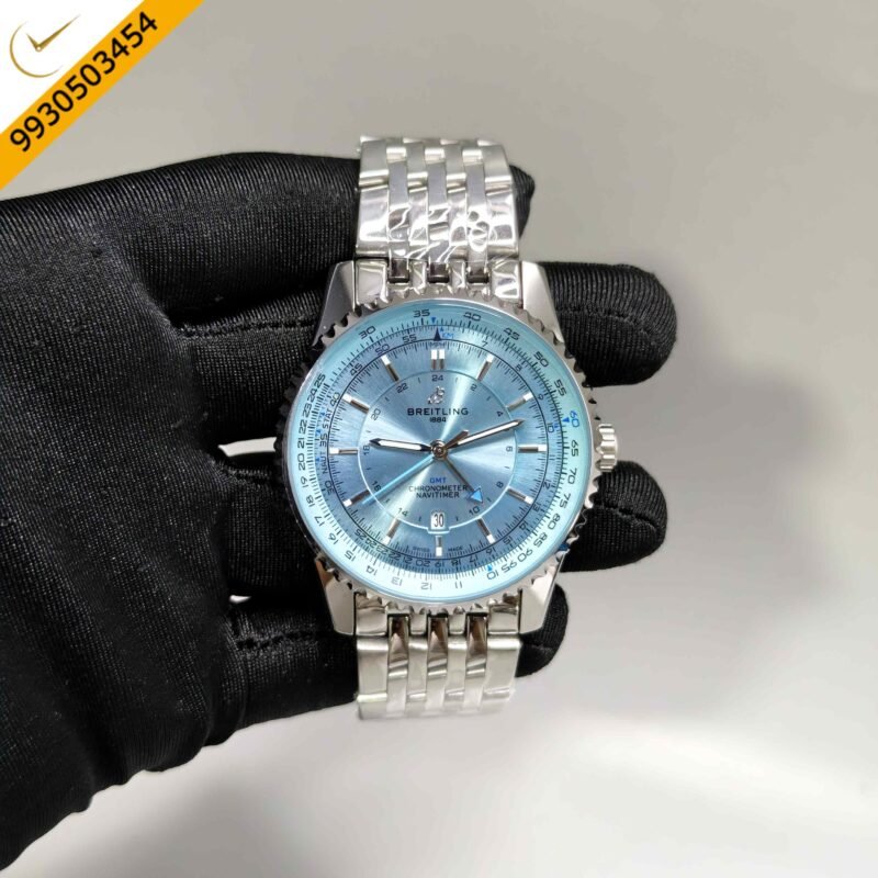 Breitling Navitimer GMT Steel Ocean Blue Dial Stainless Steel Strap Swiss Automatic Watch