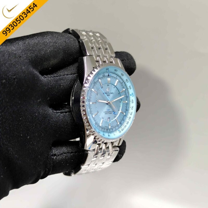 Breitling Navitimer GMT Steel Ocean Blue Dial Stainless Steel Strap Swiss Automatic Watch - Image 3