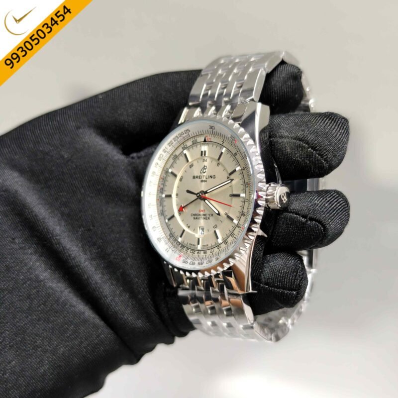Breitling Navitimer GMT Steel Off White Dial Stainless Steel Strap Swiss Automatic Watch - Image 2