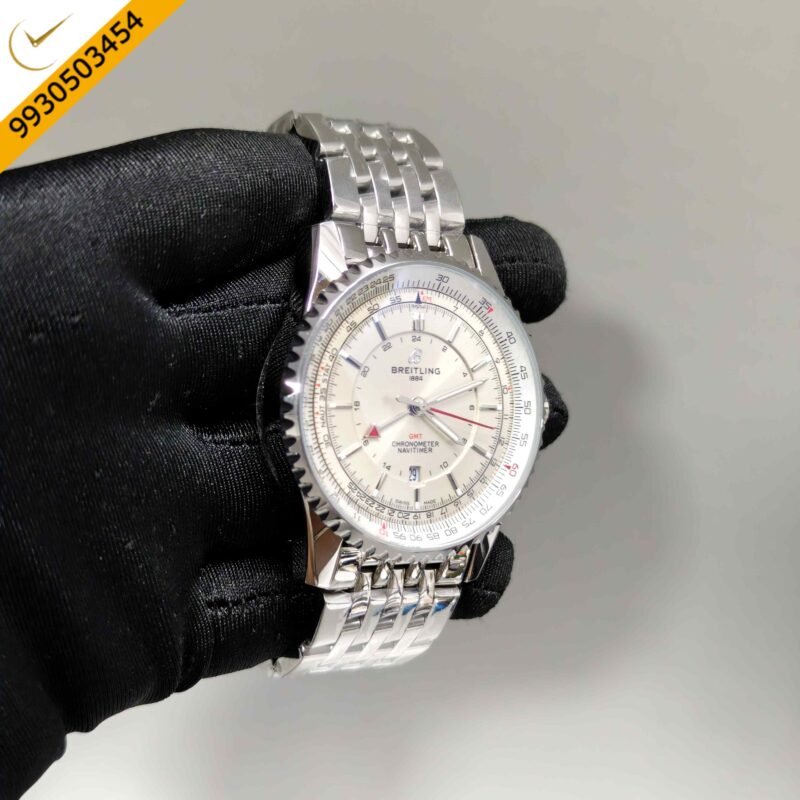 Breitling Navitimer GMT Steel Off White Dial Stainless Steel Strap Swiss Automatic Watch - Image 3
