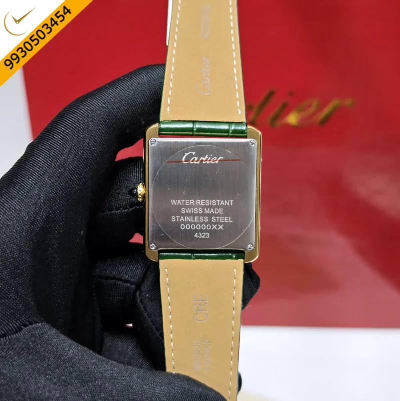 Cartier Tank Solo Gold Green Dial Leather Strap Swiss watch - Image 4
