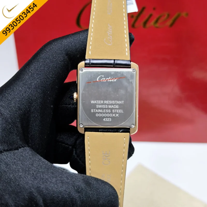 Cartier Tank Solo Rose Gold Black Dial Leather Strap Swiss watch - Image 4