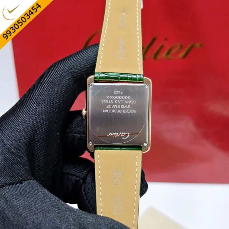 Cartier Tank Solo Rose Gold Green Dial Leather Strap Swiss watch - Image 4