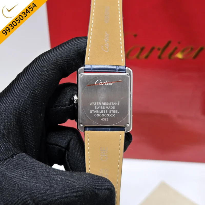 Cartier Tank Solo Steel Full Blue Dial Leather Strap Swiss watch - Image 4
