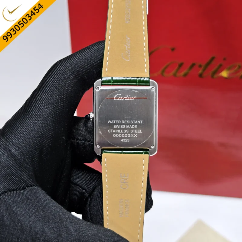 Cartier Tank Solo Steel Green Dial Leather Strap Swiss watch - Image 4