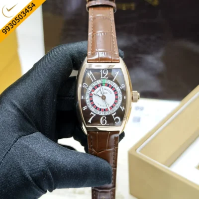 Franck Muller Casablanka Vegas Brown Dial Brown Leather Strap Swiss Automatic Watch