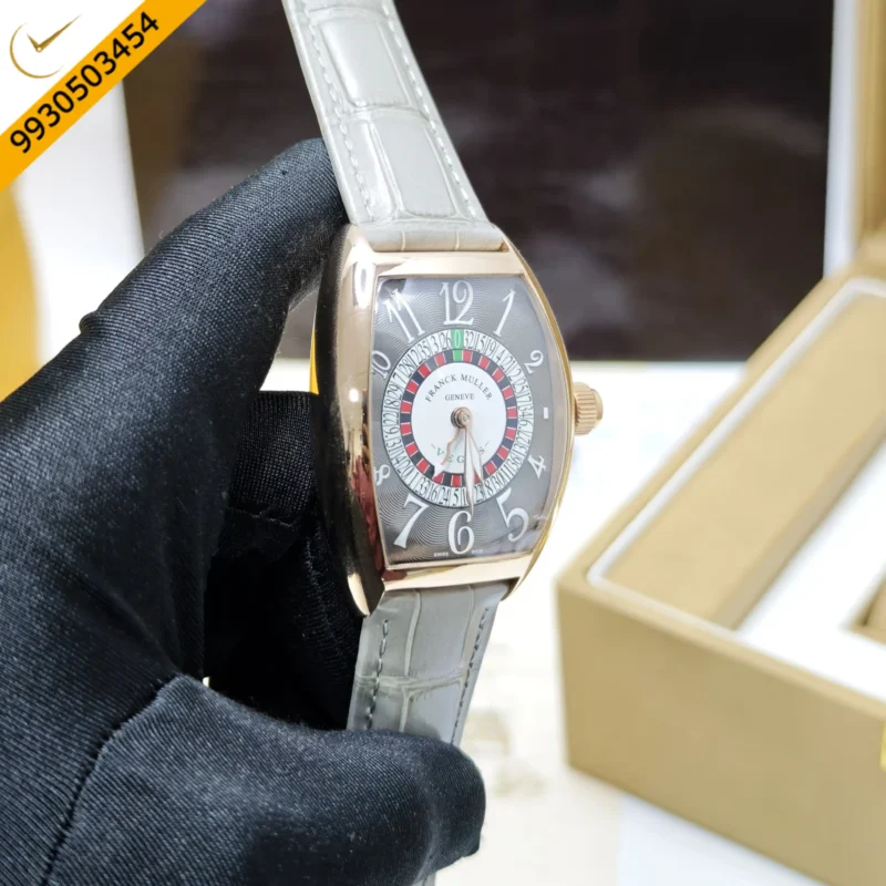 Franck Muller Casablanka Vegas Rose Gold Grey Dial Grey Leather Strap Swiss Automatic Watch - Image 3