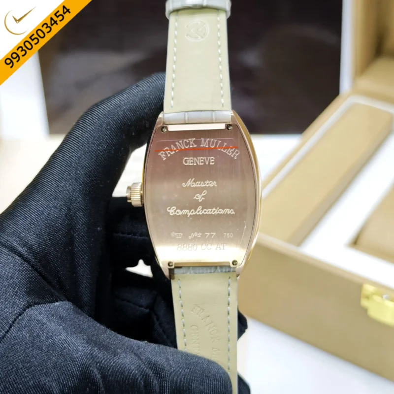 Franck Muller Casablanka Vegas Rose Gold Grey Dial Grey Leather Strap Swiss Automatic Watch - Image 4