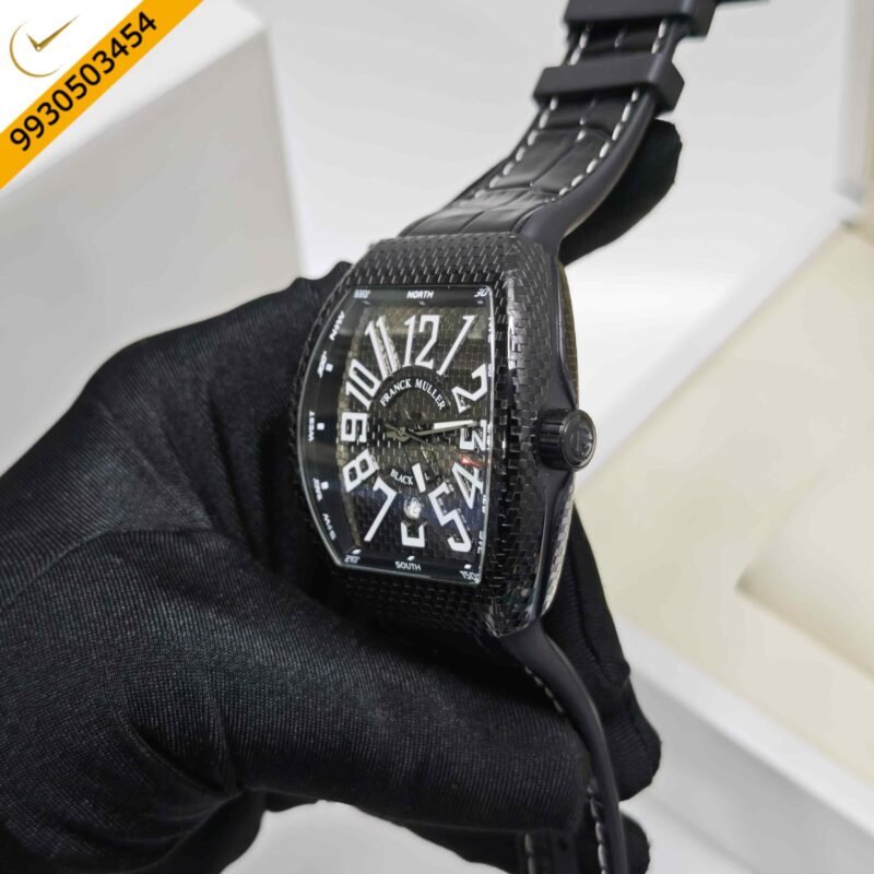 Franck Muller Vanguard Black PXL Black Dial Leather Strap Swiss Automatic Watch - Image 2