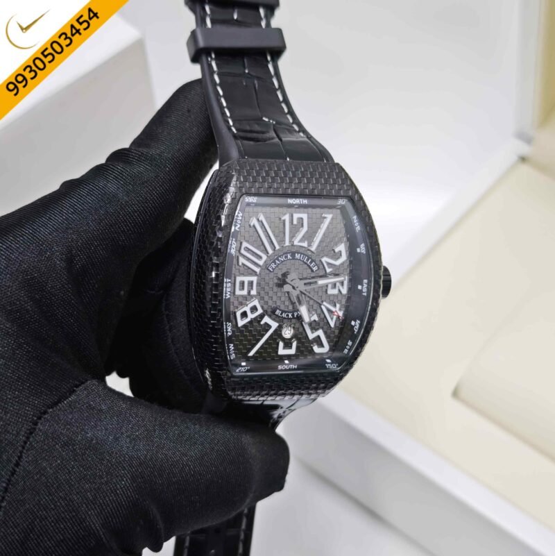 Franck Muller Vanguard Black PXL Black Dial Leather Strap Swiss Automatic Watch - Image 3