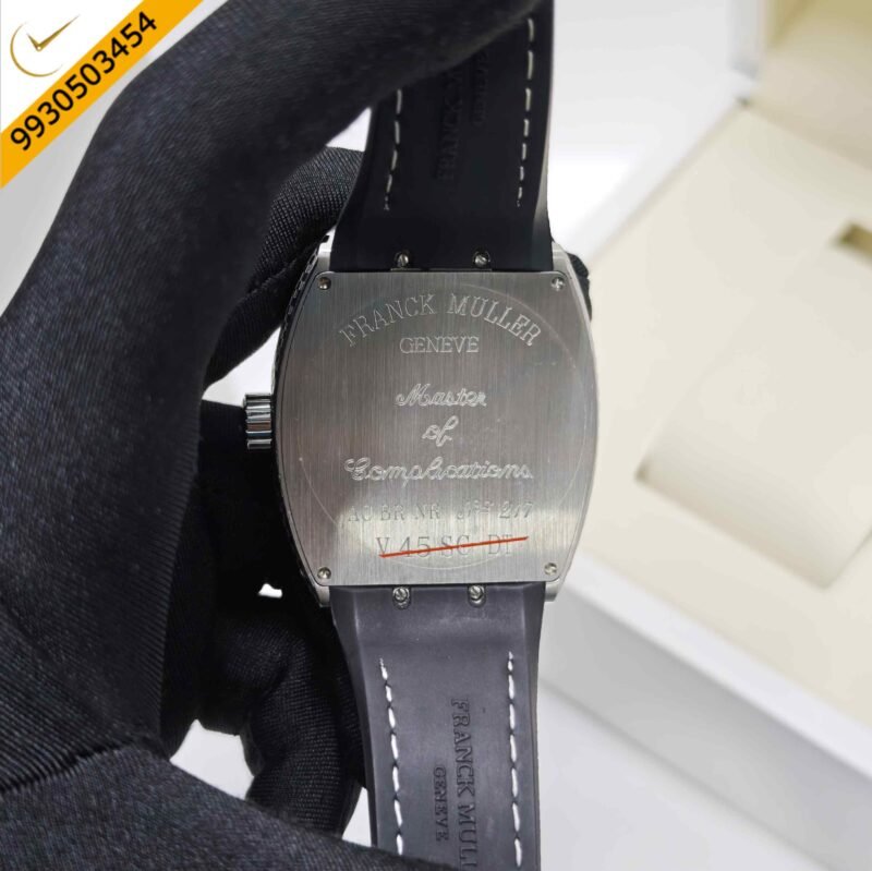 Franck Muller Vanguard Iron PXL Steel Silver Dial Black Leather Strap Swiss Automatic Watch - Image 4